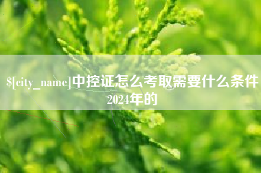 建湖中控证怎么考取需要什么条件2024年的